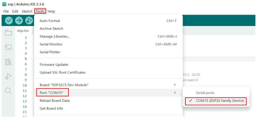 Flashing the MQTT Example to ESP32-C5 STEP4