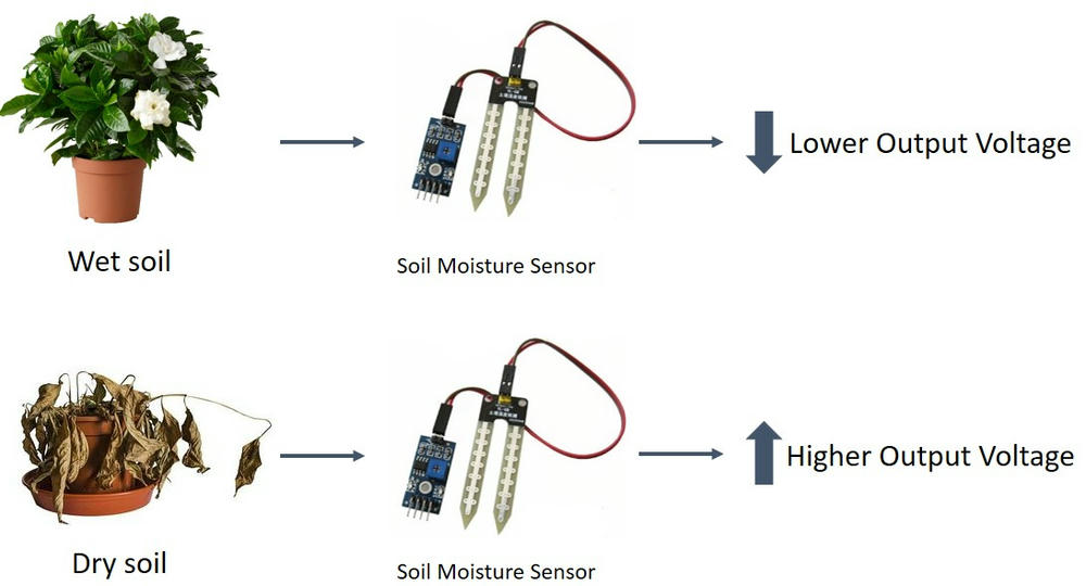 Resistive Soil Moisture Sensor measuring soil moisture