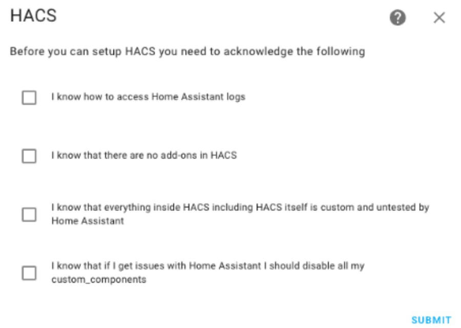 To set up the HACS integration step2